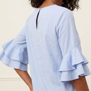 Calvin Klein Light Blue Ruffle Sleeve Blouse